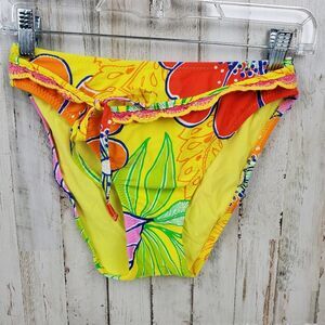 California Waves Floral Swimsuit Bikini Bottoms Yellow Medium